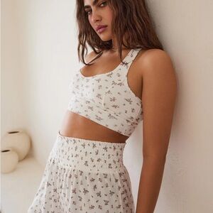 Z Supply White Floral Ribbed Bralette